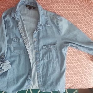 Light Denim Button-Down Top